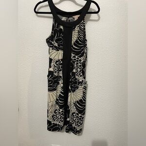 Jonathan Martin Black White Floral Print Dress with pockets Size 12 petite